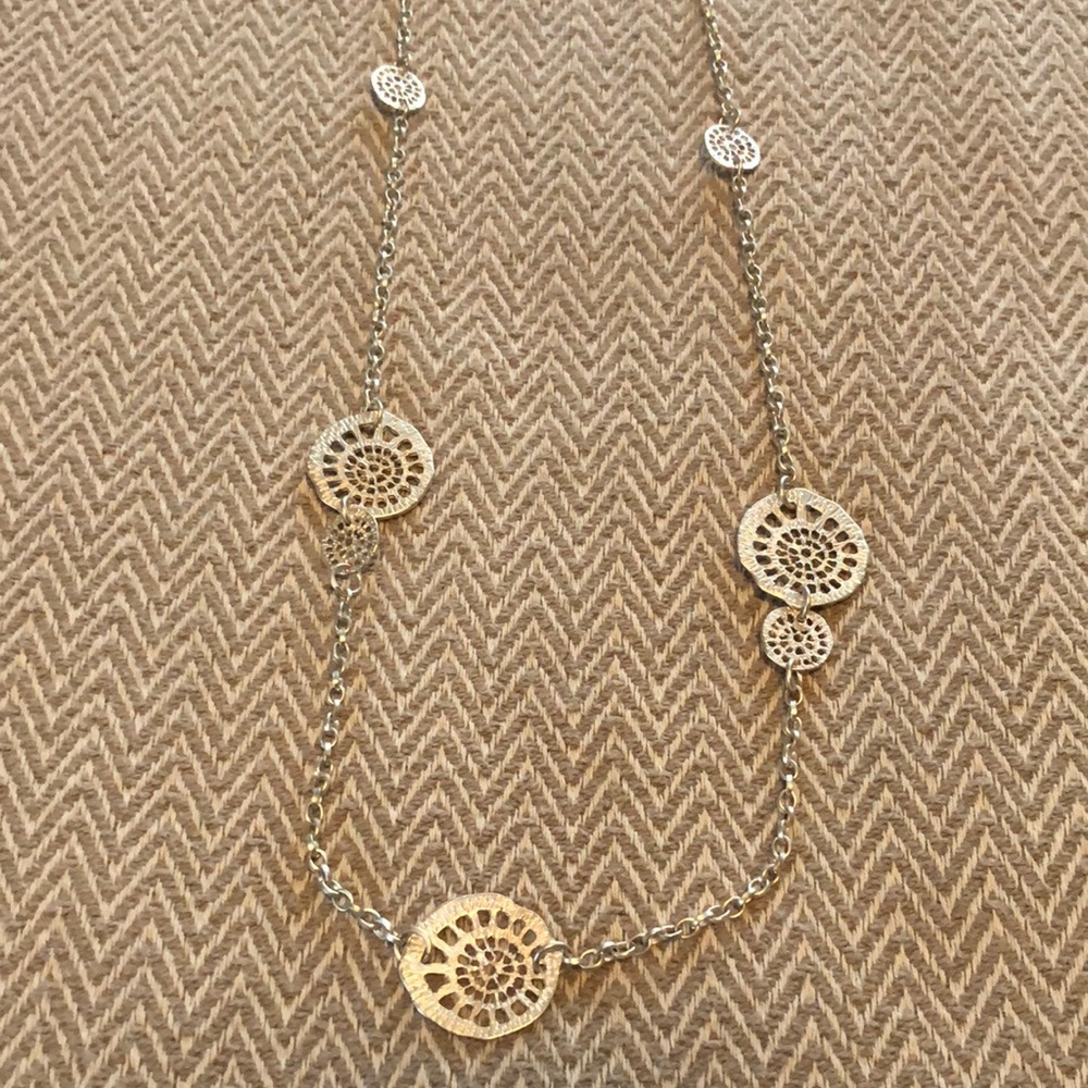 Silver Necklace with Various Sized Circle Designs